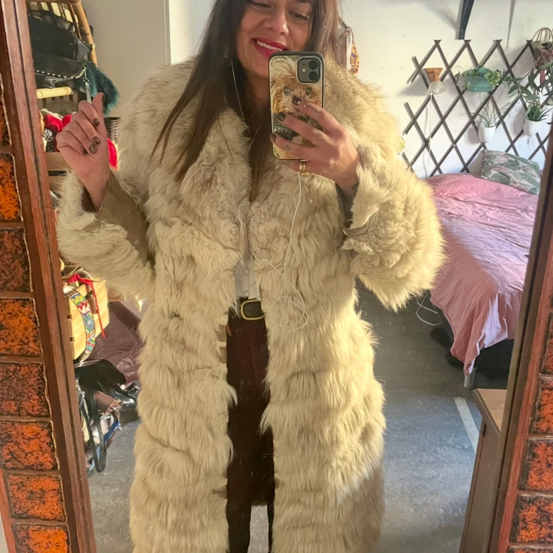 Beige pälsjacka - 1