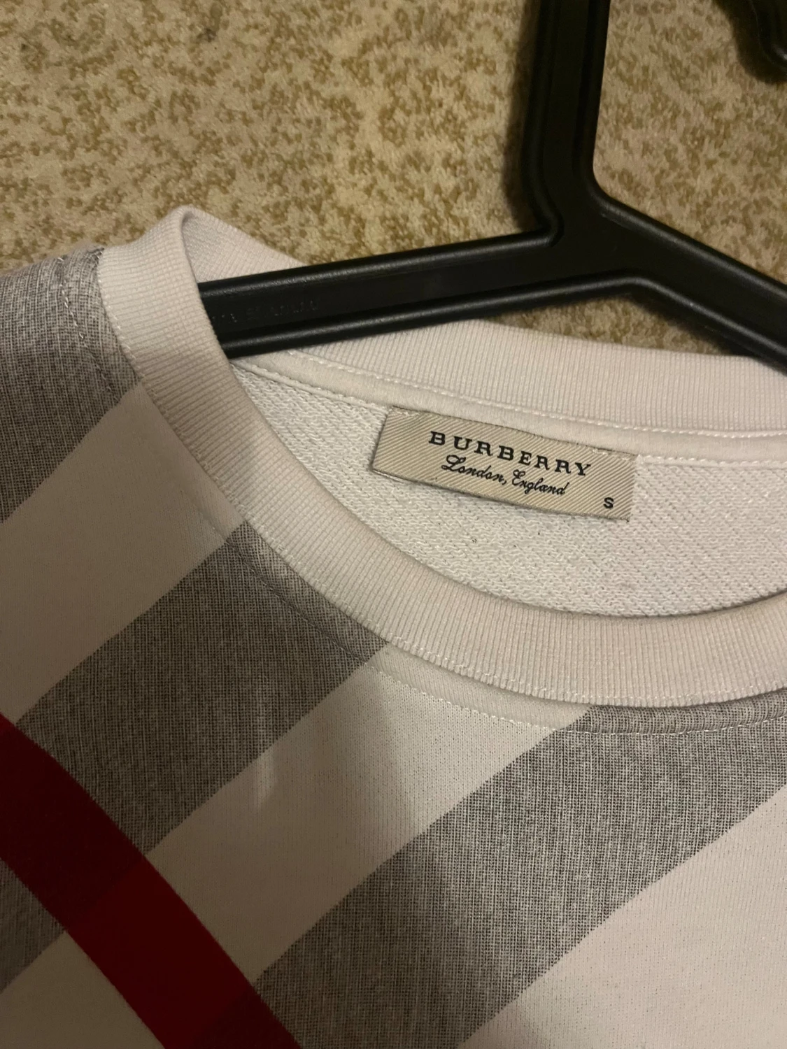 Vit rutig Burberry tröja S - 1