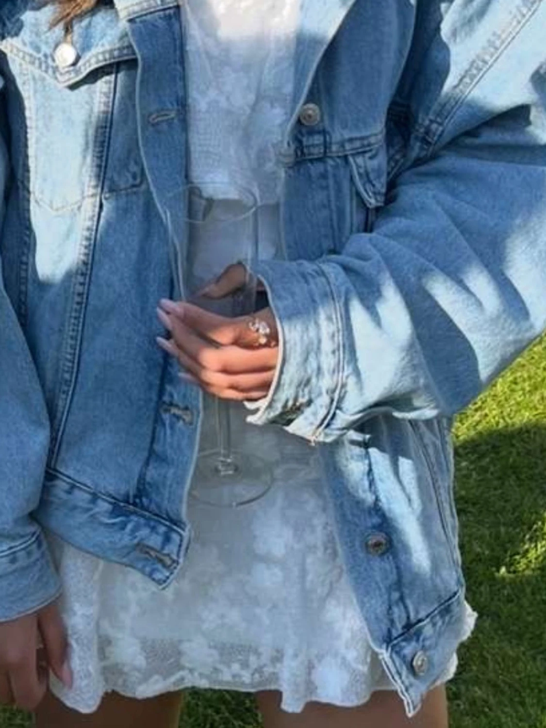 Oversized ljusblå jeansjacka - 1