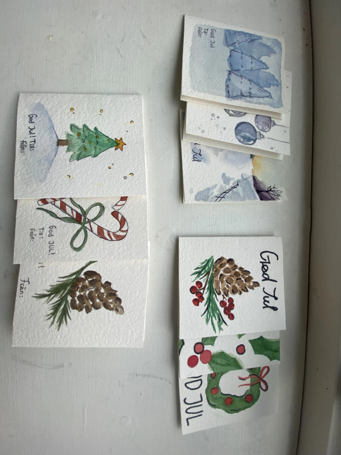 Handmålade julkort (3 set) - 6