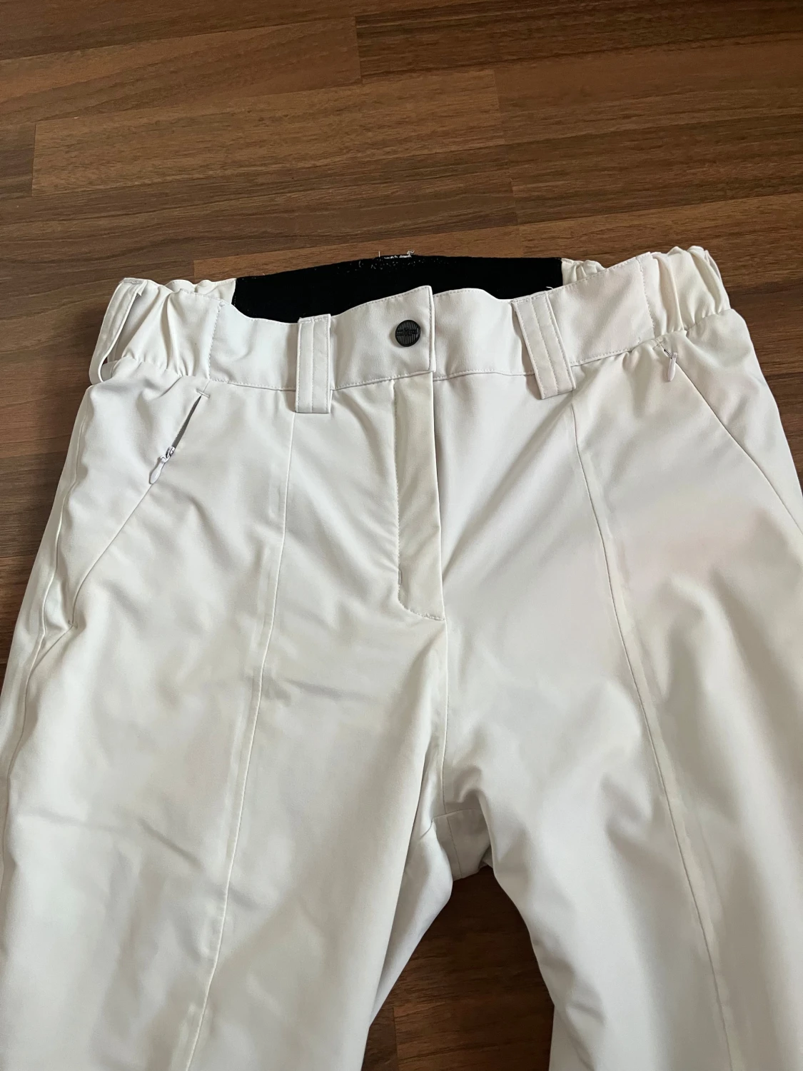 Vita skidbyxor med resår och bälteshällor - 3