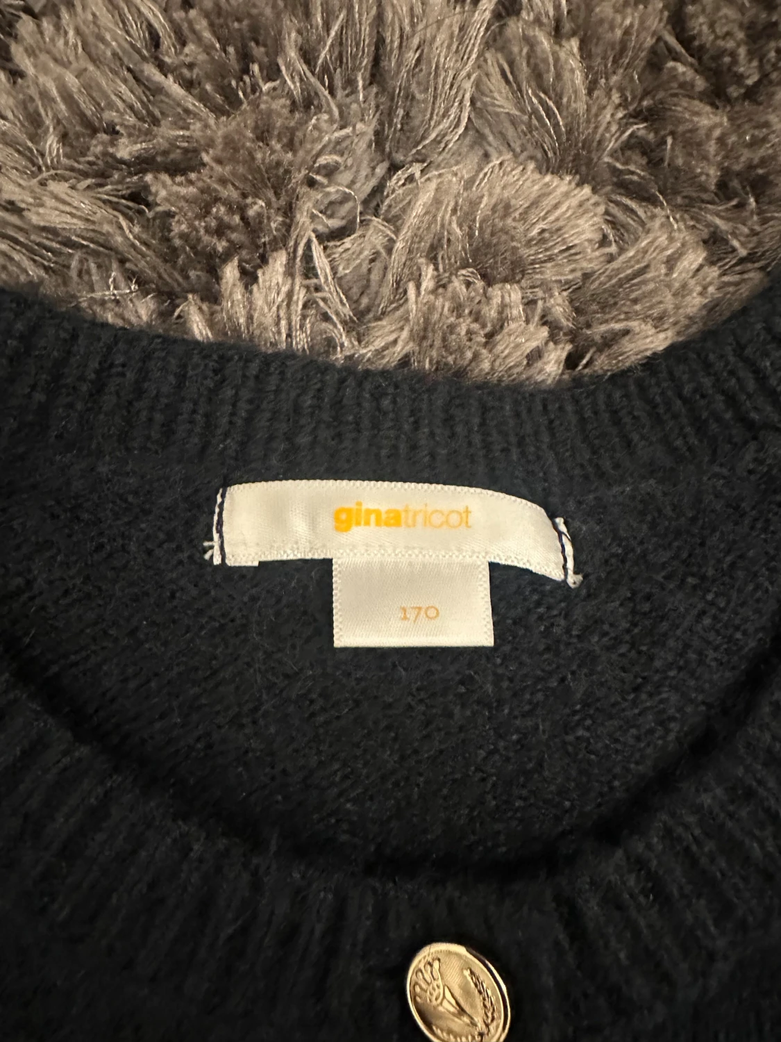 Marinblå kofta med guldfärgade knappar Gina Tricot - 1