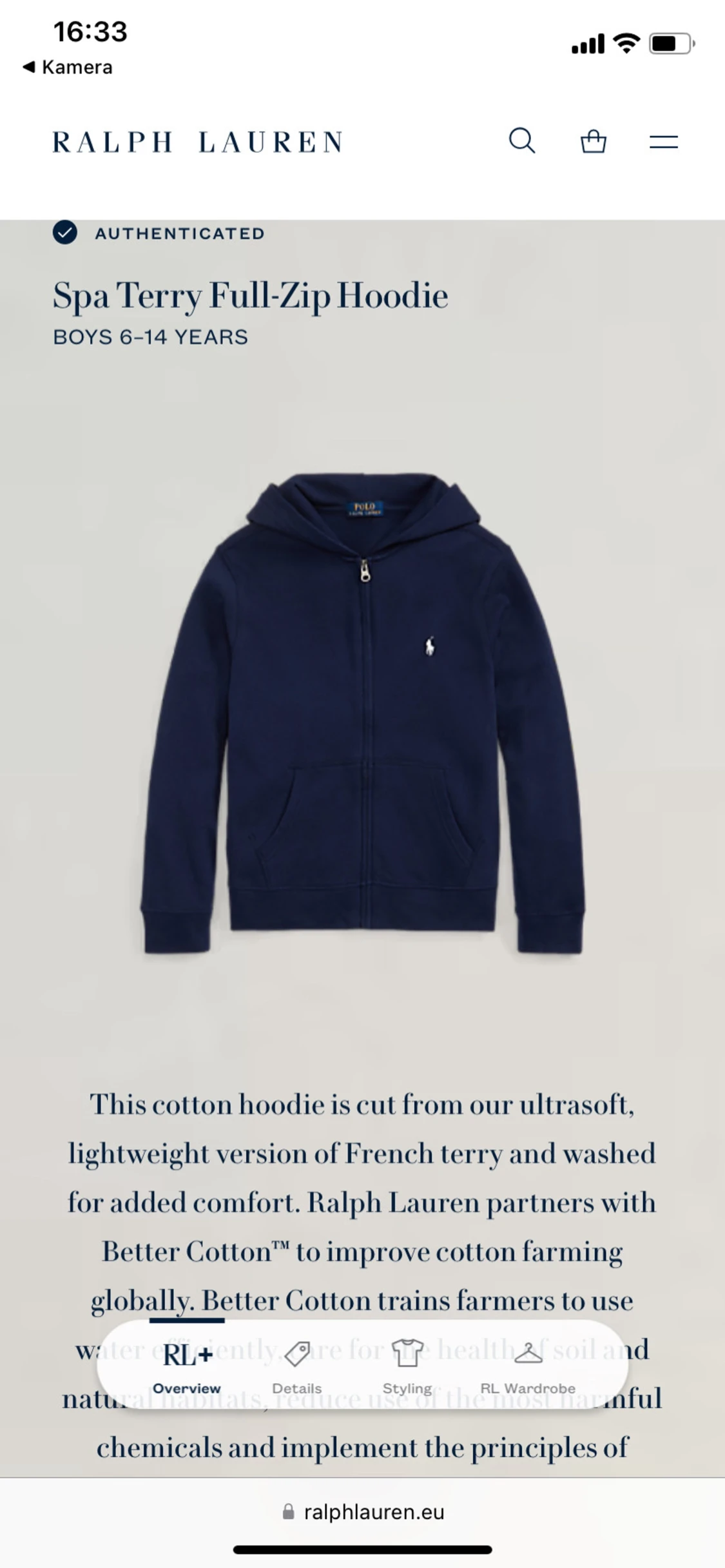 Marinblå hoodie från Ralph Lauren  - 3