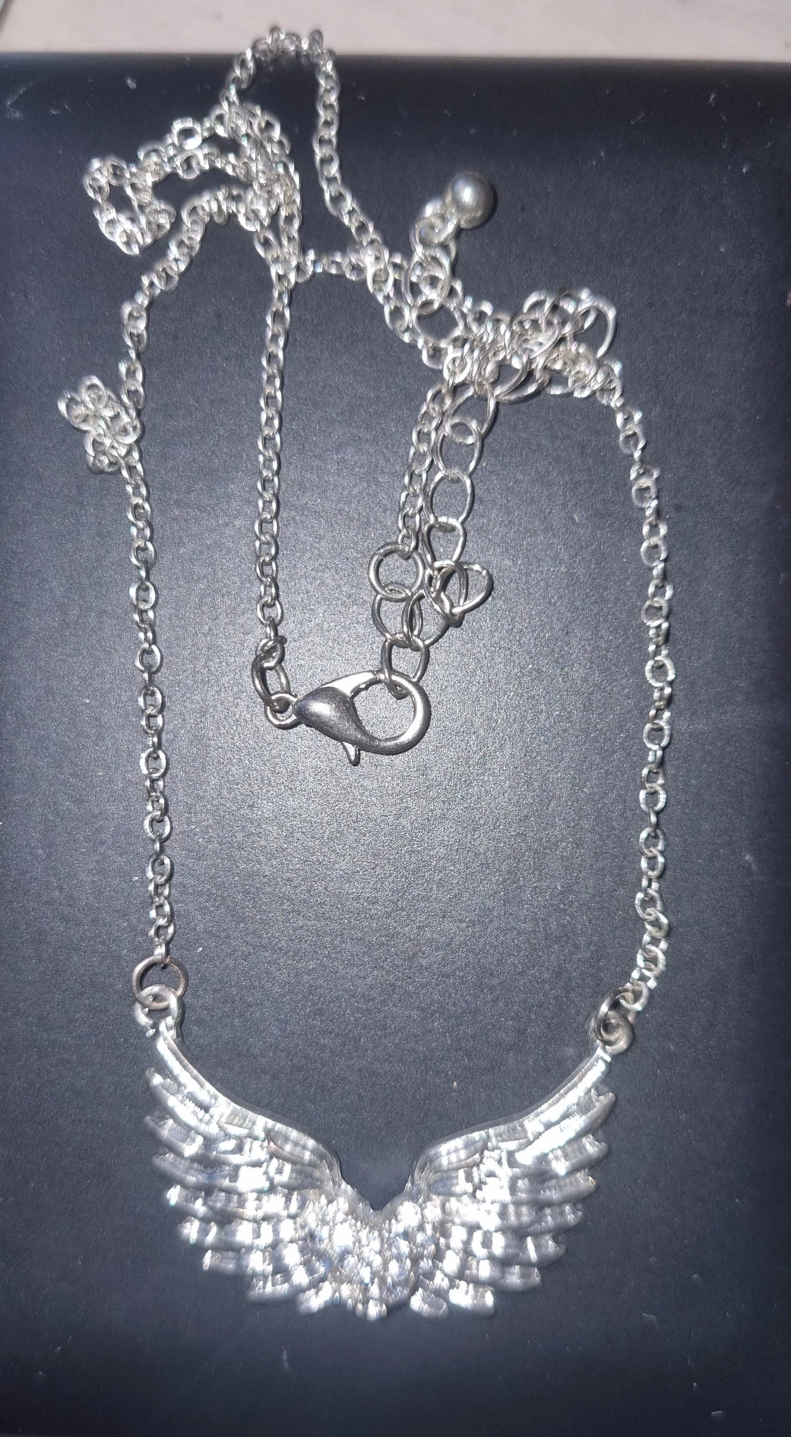 Silverfärgat halsband med vingar - 1