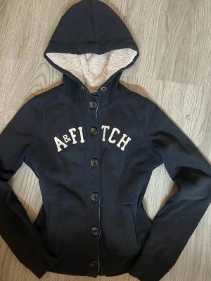 Abercrombie & Fitch Blue Button-Up Hoodie - - In very good condition! Warm and cozy - Size EU 36 / S