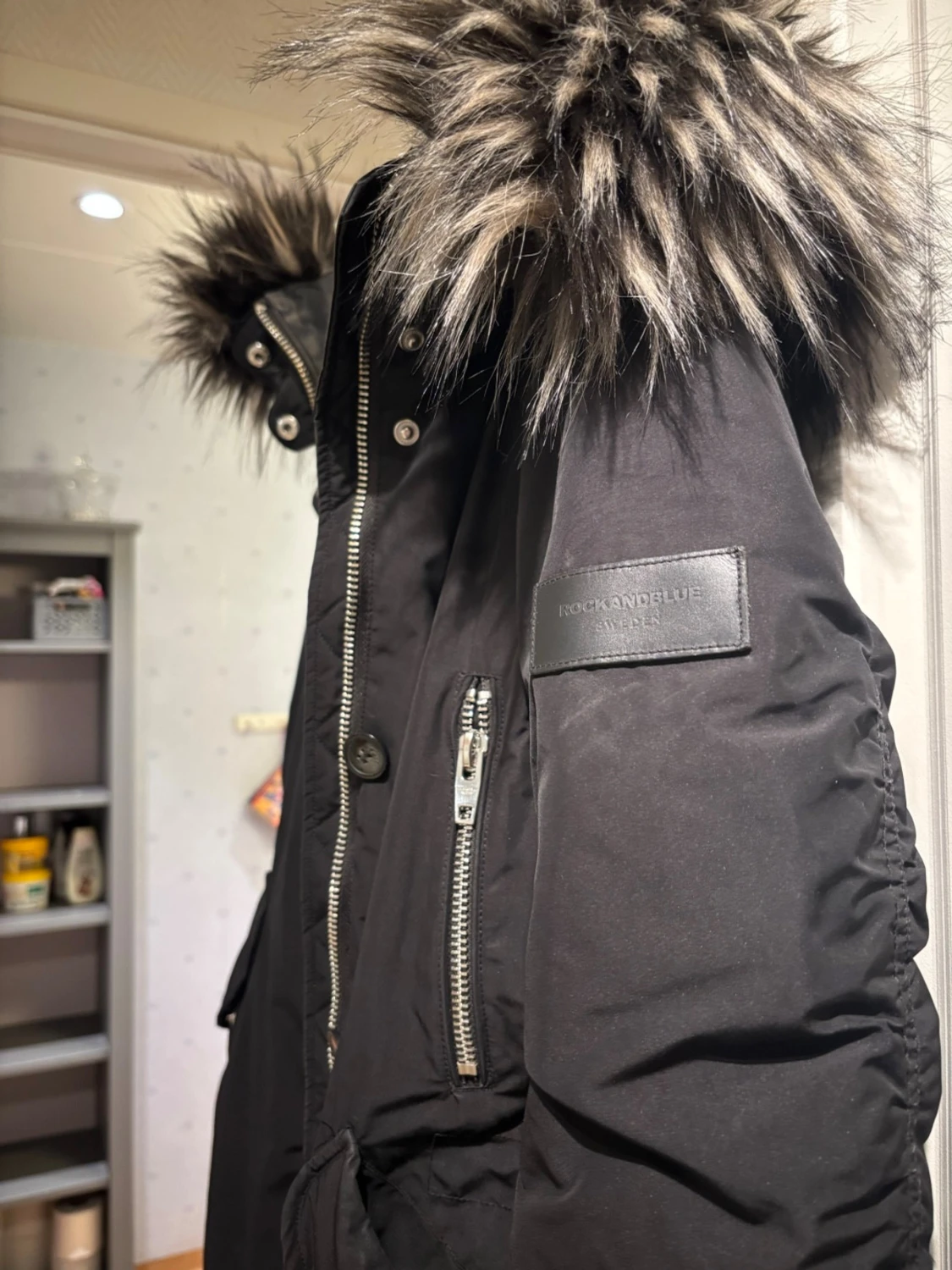 Svart Rockandblue parkajacka med päls - 1