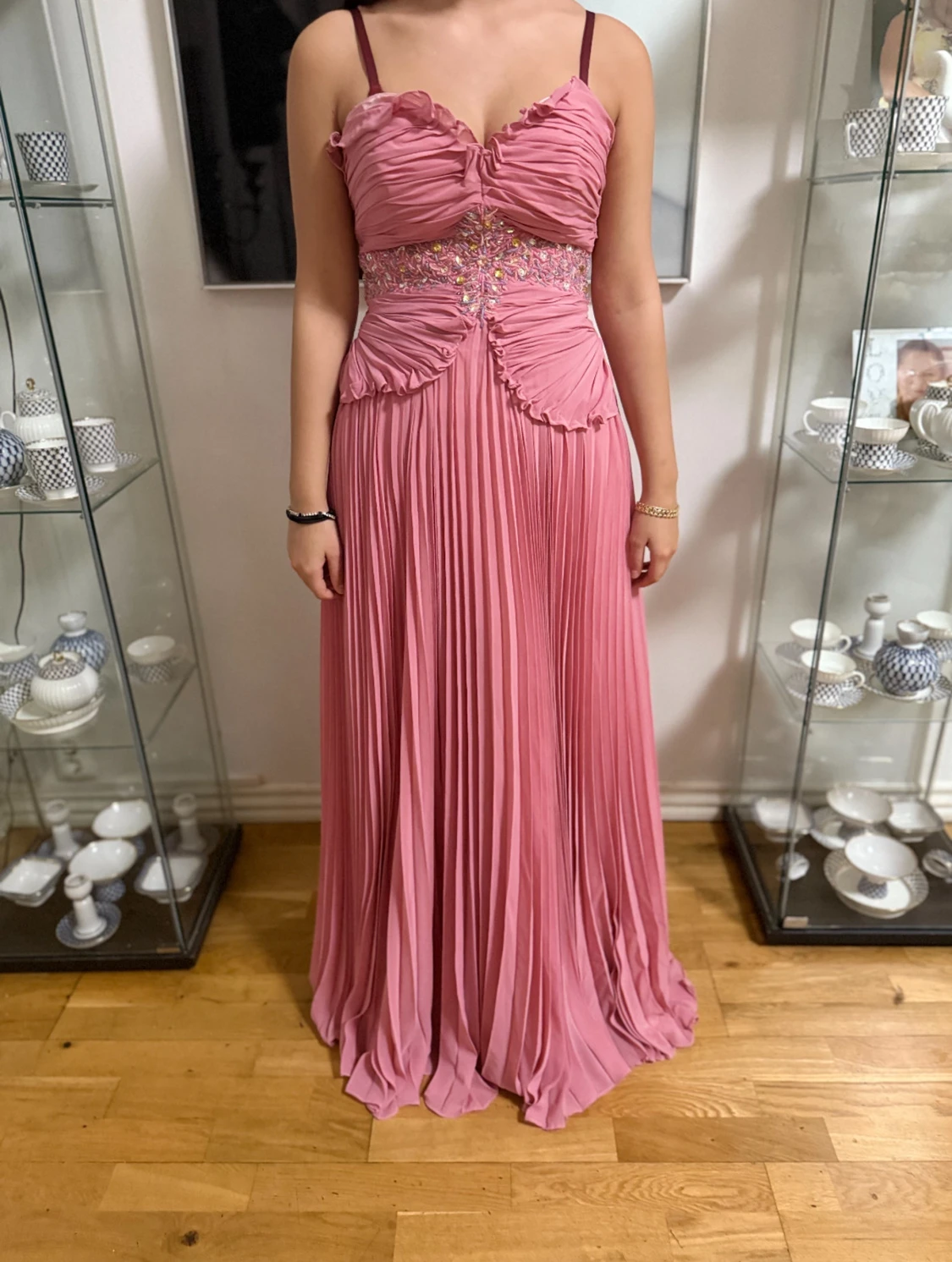 Rosa långklänning med rhinestones - 2