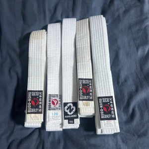 Vita karatebälten från Budo-Nord - Flera vita karatebälten från Budo-Nord i olika längder (140, 150, 170, 180 cm). Klassisk design med broderad etikett och diskret struktur. Bältena är tillverkade i en mix av bomull och polyester, perfekta för kampsportsträning.