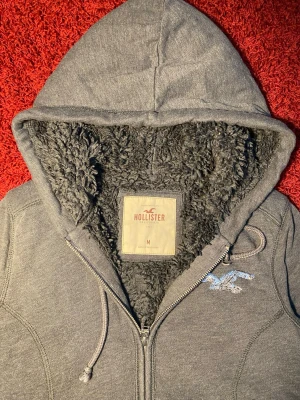 Hollister fodrad zip up hoodie - Hollister fodrad zip hoodie i storlek M. Mått: axelbredd - 38 cm, armhåla till armhåla - 47 cm, längd - 55 cm. Skriv för fler bilder och frågor!