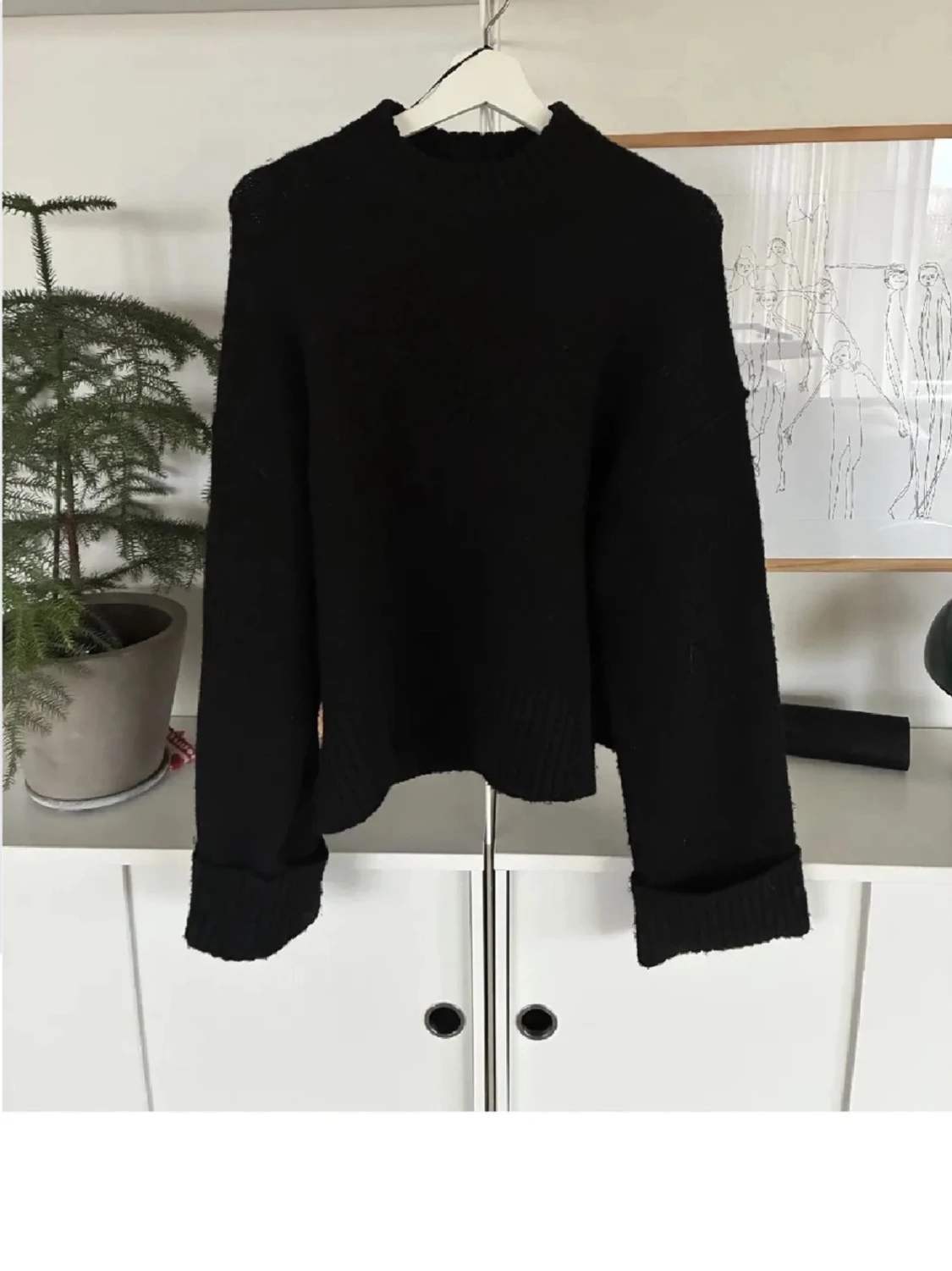 Svart oversized stickad tröja - 1