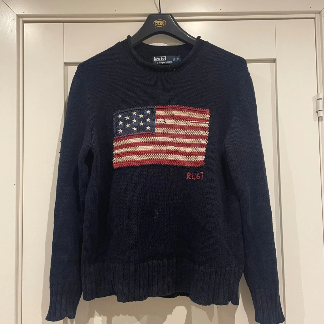 Mörkblå stickad tröja Polo Ralph Lauren