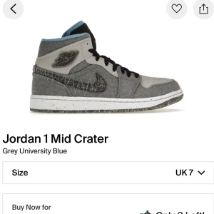 Jordan 1 Mid Crater Grey University Blue - Just nu säljer jag ett par Jordan 1 crater i storlek 40herrar. De är i super bra skick och är 100% äkta om man vill ha bevis på att de är äkta så är det bara skriva till mig. Prisförslag går alltid att prata om och det är bara kontakta mig om du är intresserad😄