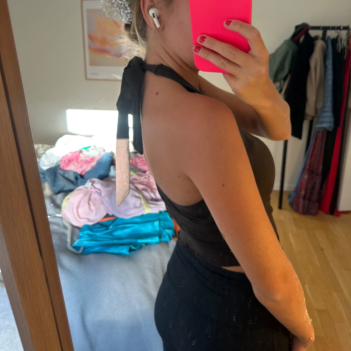  halterneck topp i brun  - 1