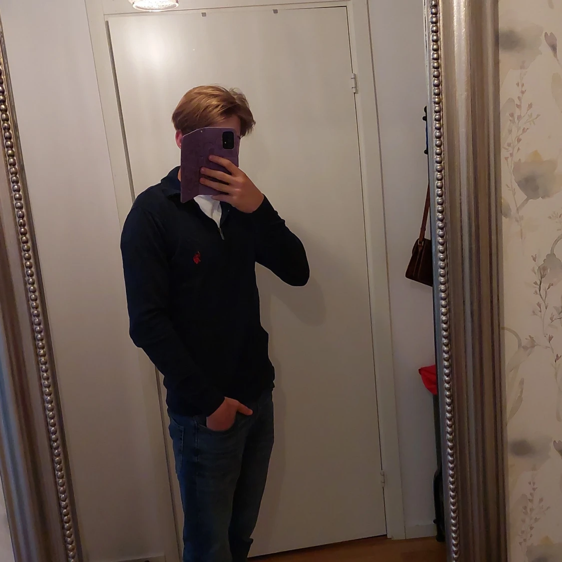 Mörkblå half zip från U.S. Polo Assn.
