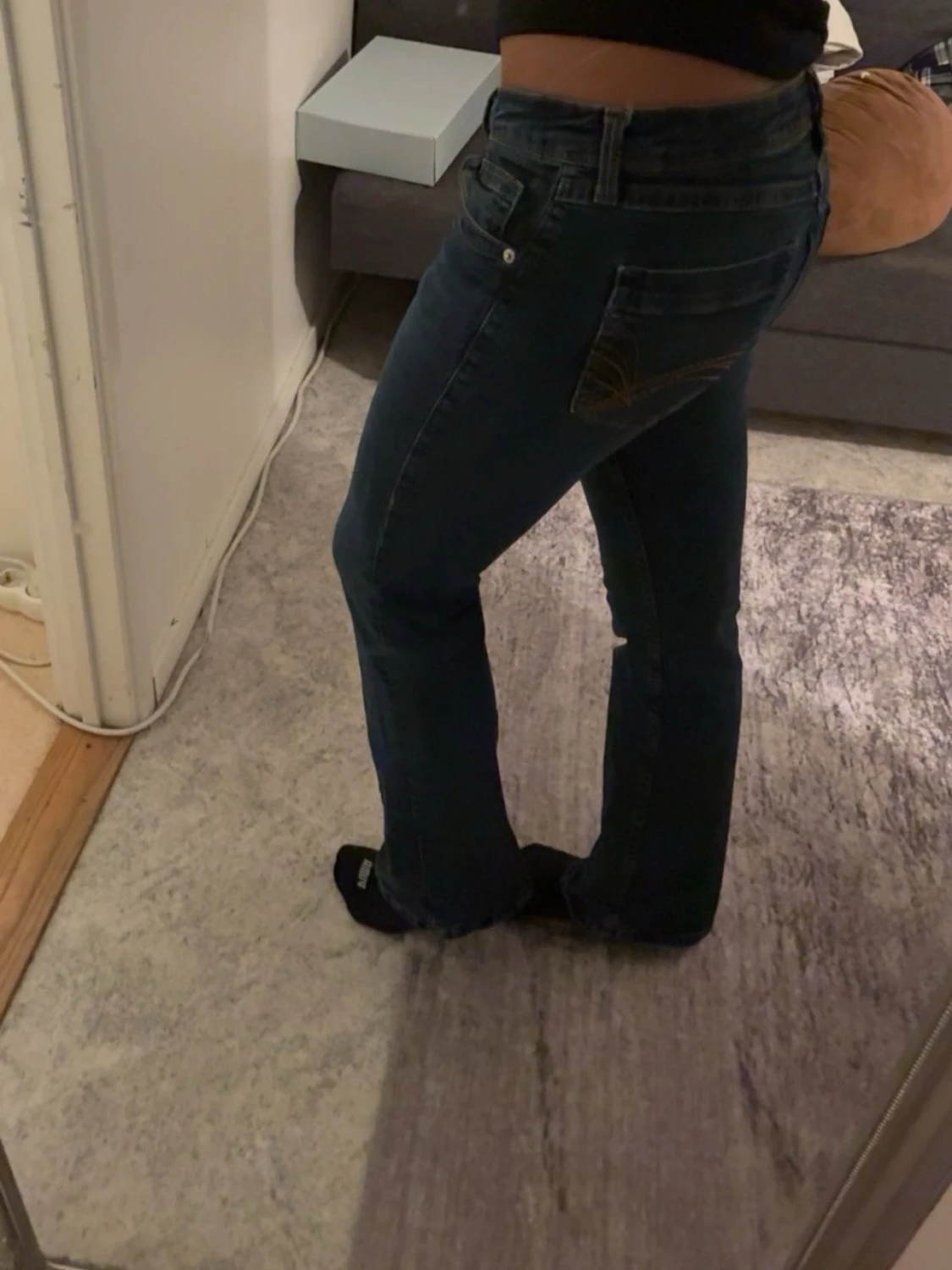Mörkblå lågmidjade jeans - 2