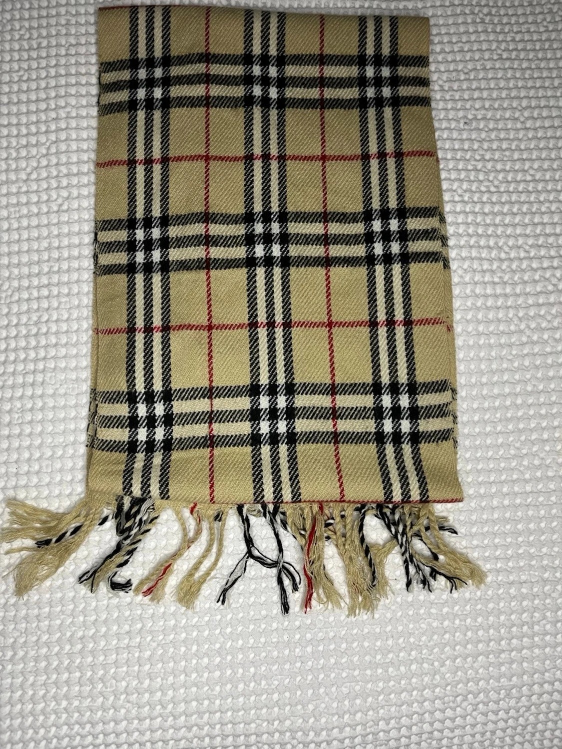 Beige rutig halsduk med fransar burberry
