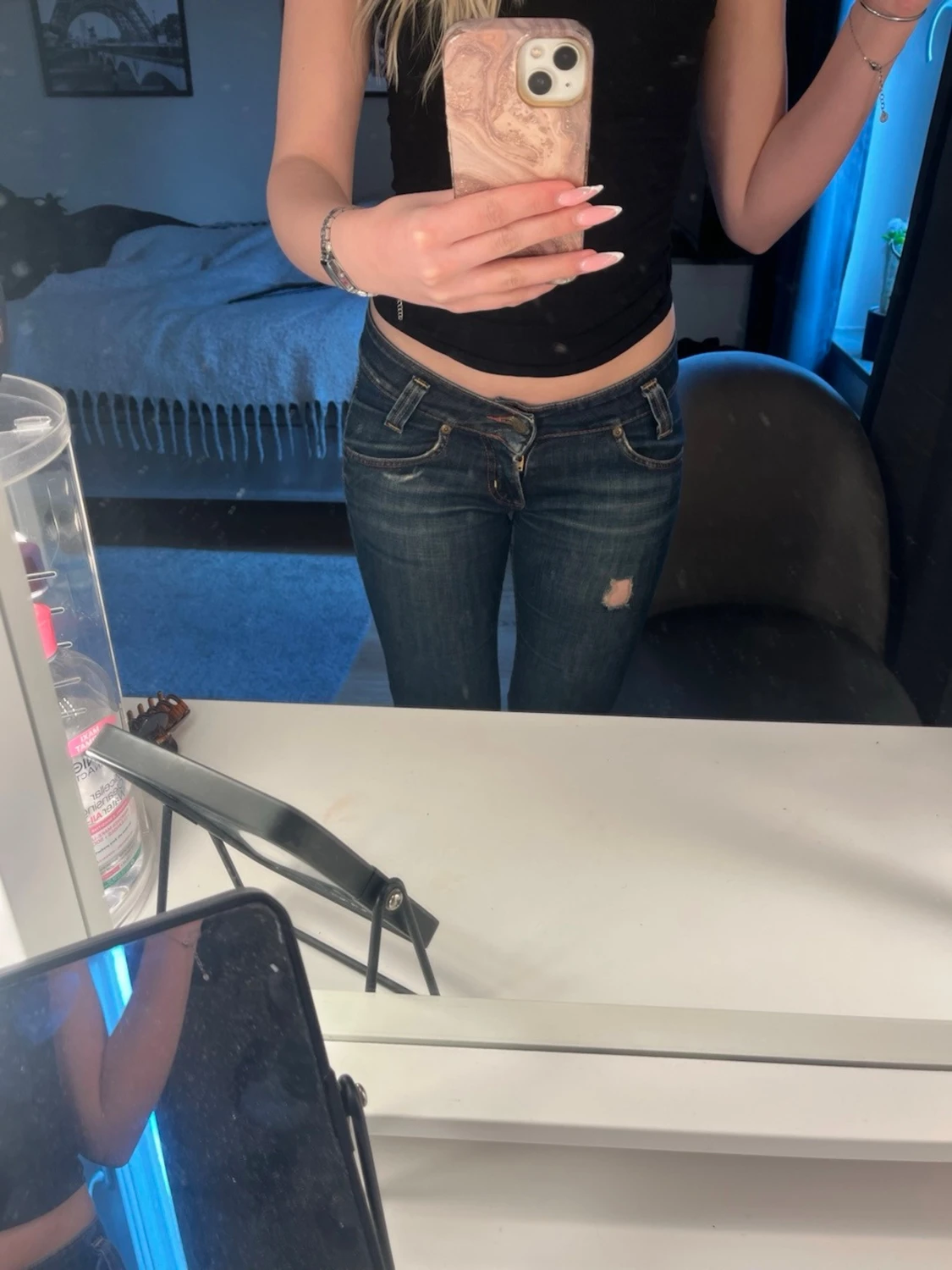 Mörkblå bootcut lowwaist jeans från Lee - 3