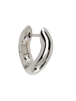Balenciaga  - Balenciaga  Loop hoop single earring with embossed logo Silver coloured brass