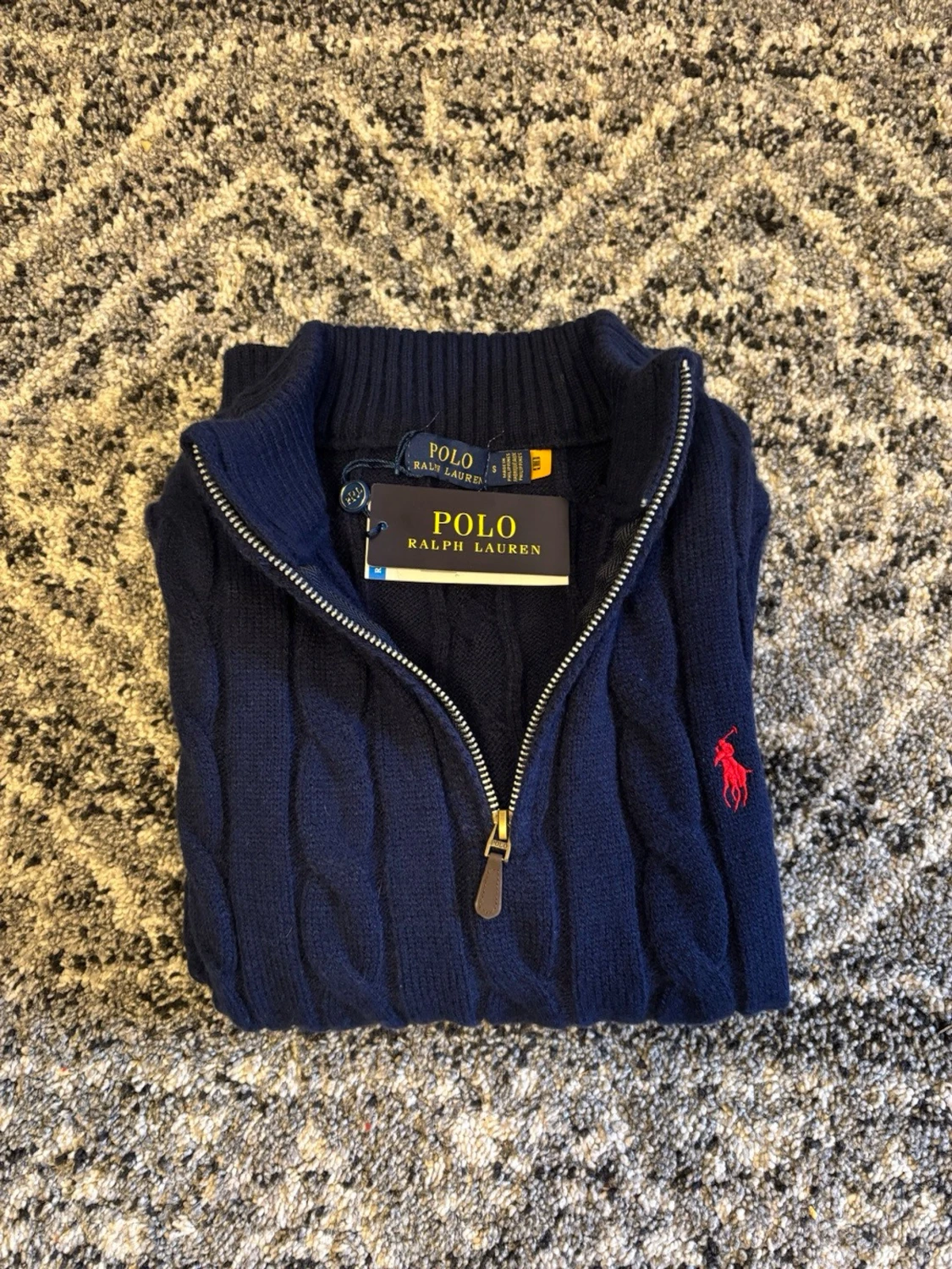 Mörkblå kabelstickad tröja Polo Ralph Lauren - 3