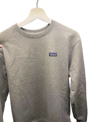 Grå sweatshirt från Patagonia - En stilren grå sweatshirt från Patagonia med klassisk rund halsringning och liten broderad logga på bröstet. Tröjan har långa ärmar och är tillverkad i mjukt material som passar perfekt till en avslappnad look.