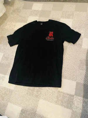 Svart t-shirt med röd text Realize - Svart t-shirt med tryck på bröstet i rött och vitt. På framsidan står det 'Realize' och ett stort R, samt texten 'Trust nobody - Fear nothing. Loyalty and strength'. Klassisk passform och rund hals. Perfekt för en streetwear-look.