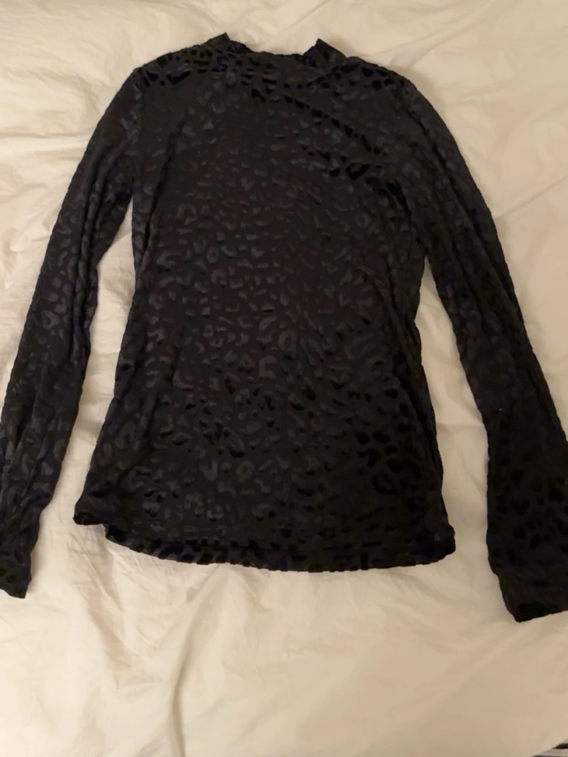 Svart mesh topp med leopardmönster - 1