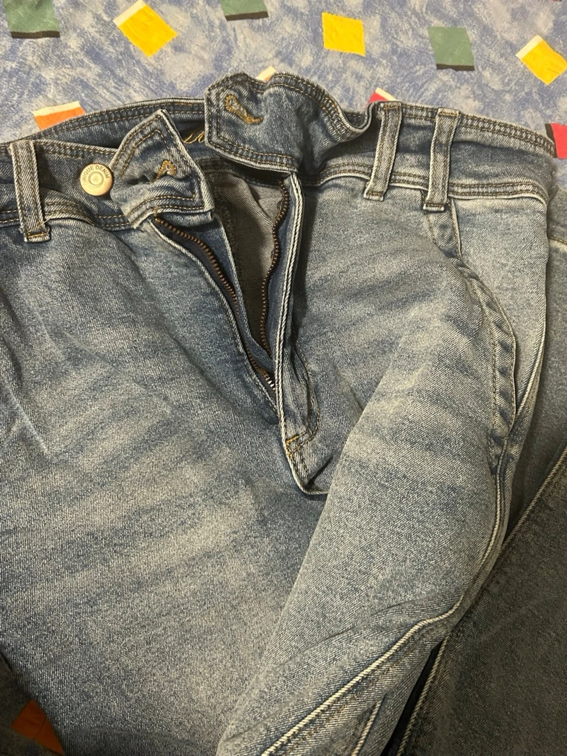 Blå raka jeans med hög midja