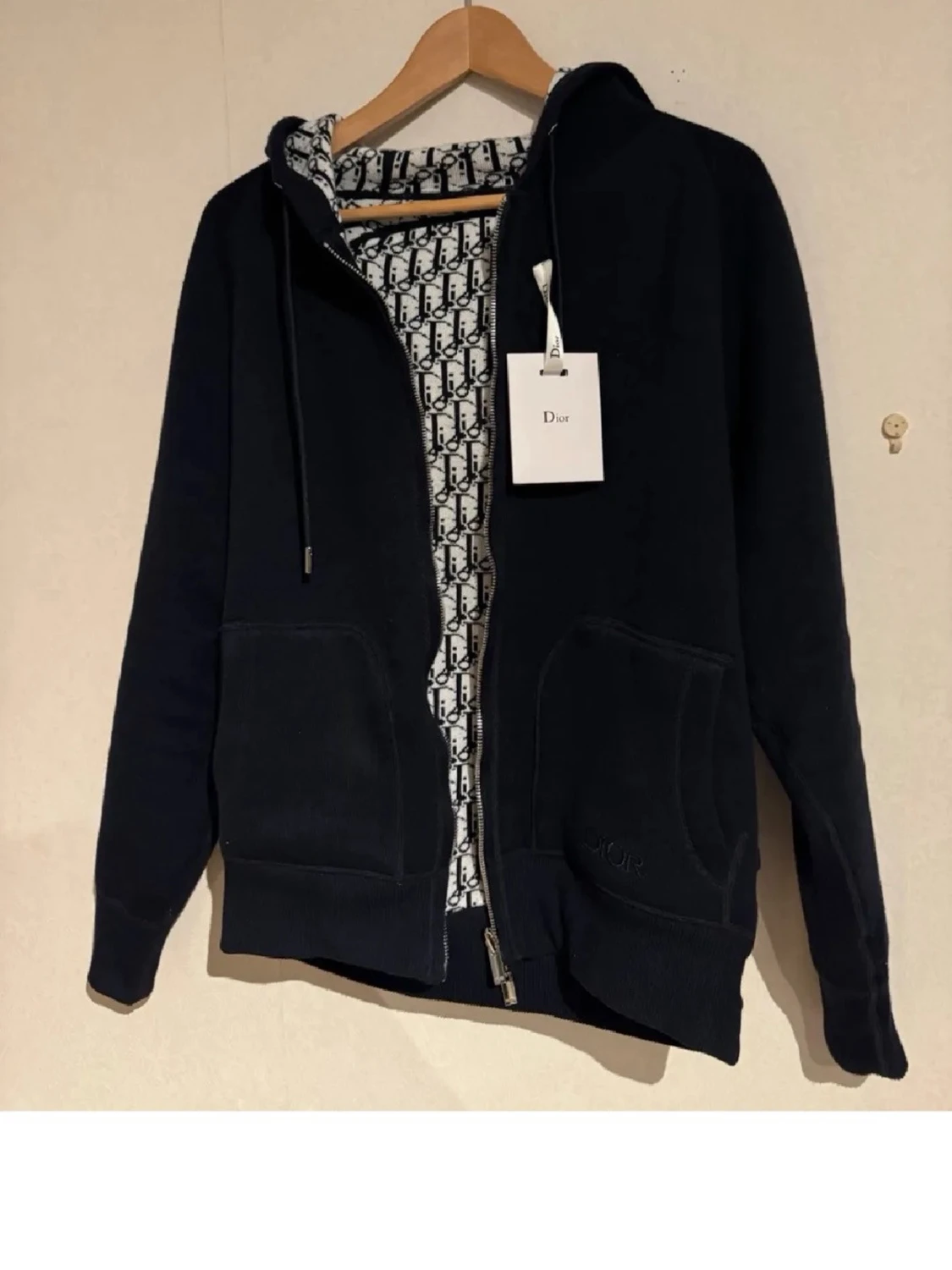 Mörkblå cashmere hoodie