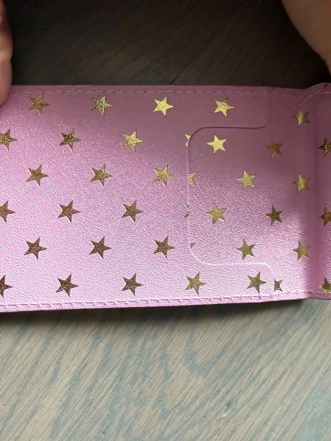 Rosa korthållare med guldstjärnor - 2