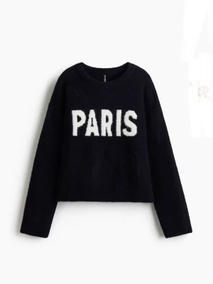 Mörkblå tröja med PARIS-tryck - Mysig mörkblå tröja med Paris tryck på ifrån h&m. 