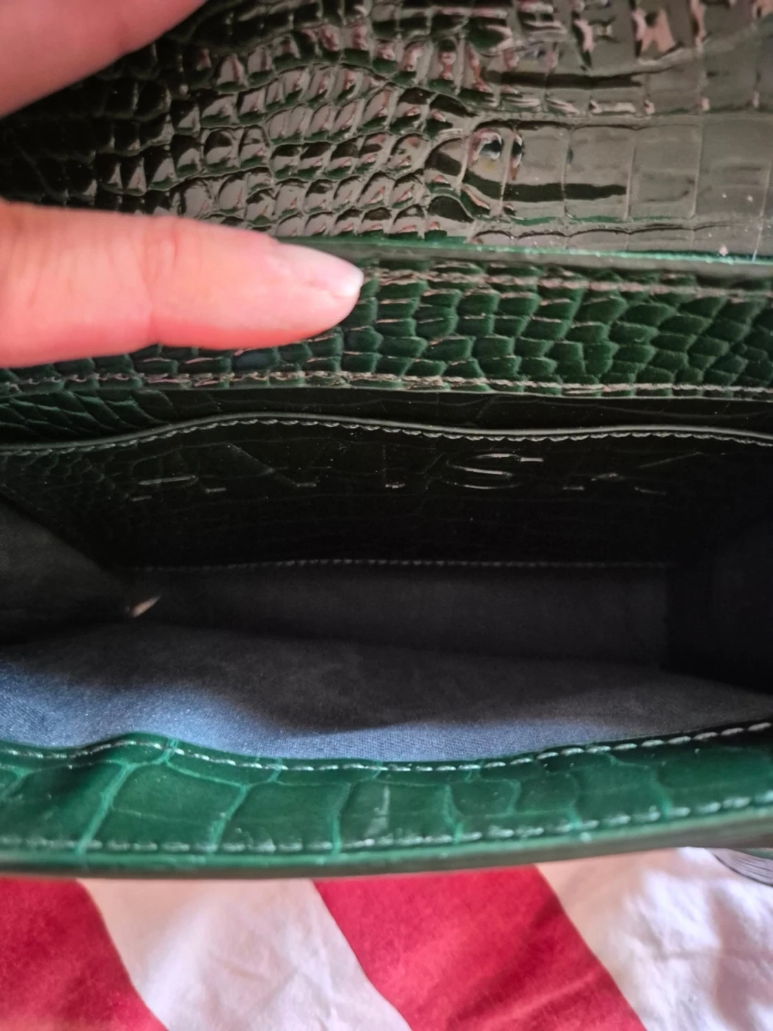 Grön croco-mönstrad handväska - 3