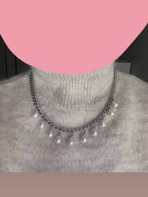 halsband med pärlor - handgjort, rostfrittstål, 45cm långt, 7mm tjockt! har 3 st halsband inne !