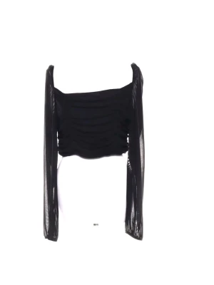 Svart crop top mesh armar - Sitter som XL