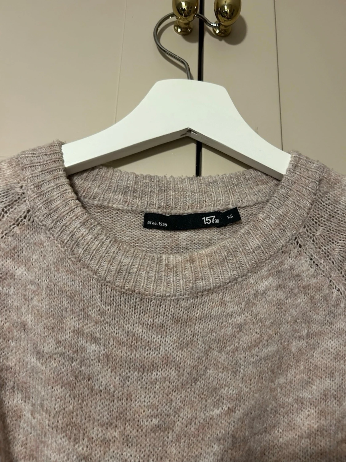 beige stickad tröja med halvärm - 2