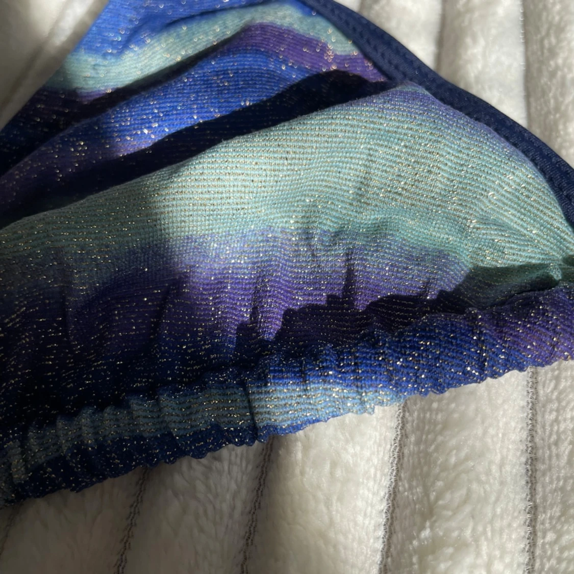 Fin mörkblå guldig glittrig bikini topp - 3