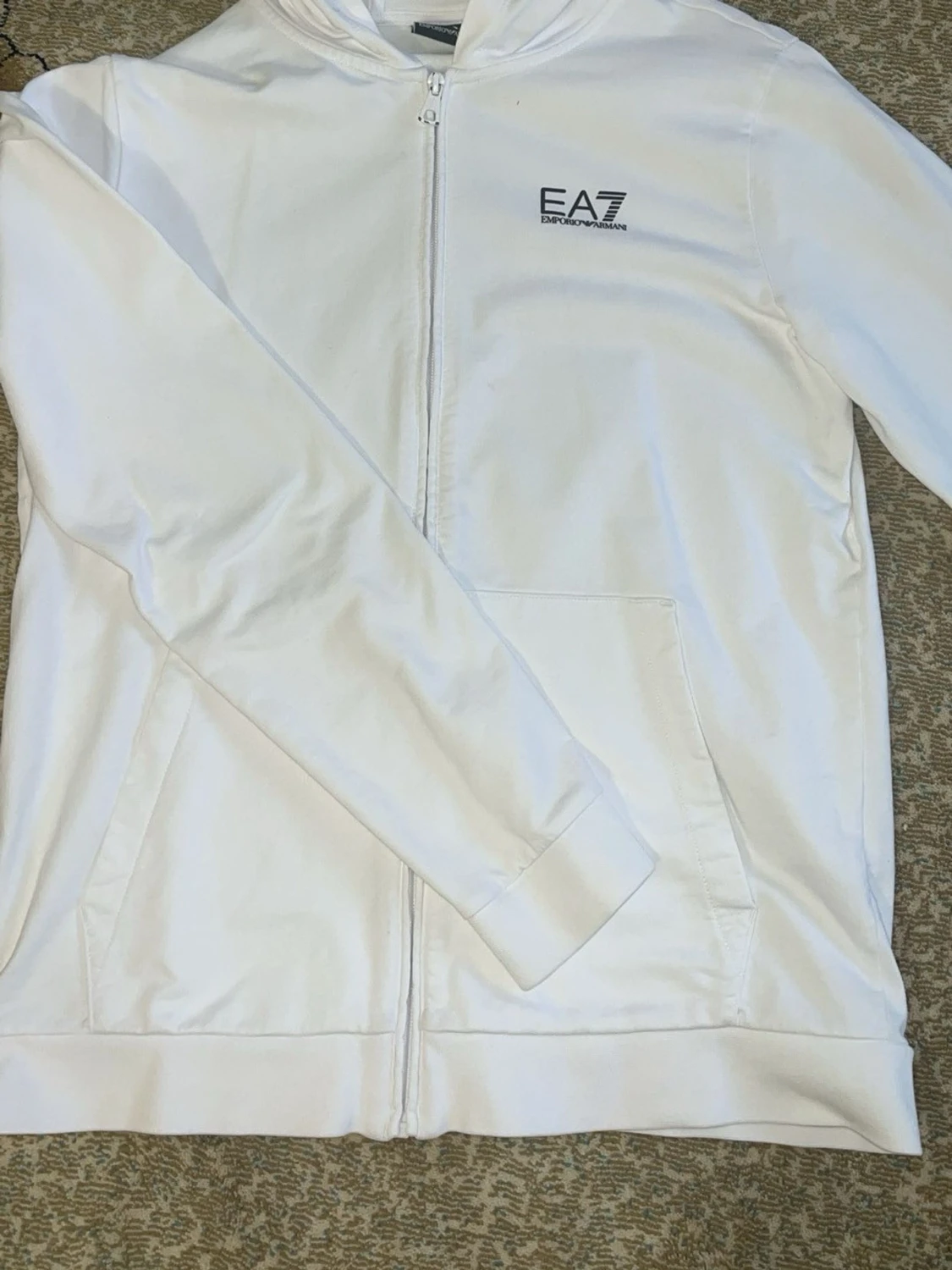 Vit zip up hoodie från EA7 Emporio Armani