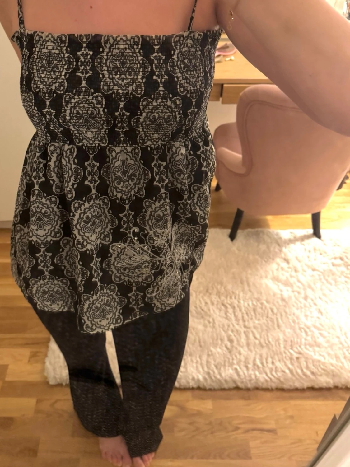 Brun och beige mönstrad linnetopp