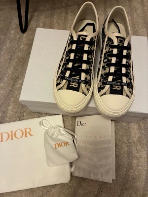 Dior skor sneakers  - Säljer vidare mina dior skor som dessvärre bara legat i garderoben. Skickas med all tillbehören som visas på bild. Storlek 38. Perfekta skor till våren och sommaren.