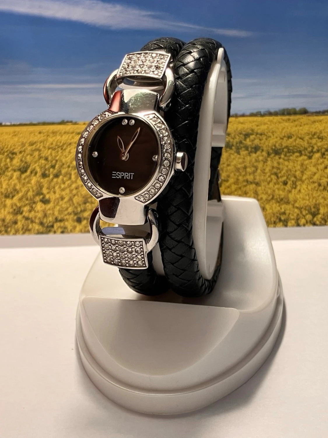 Esprit Damarmbandsur med svart flätat band - 1