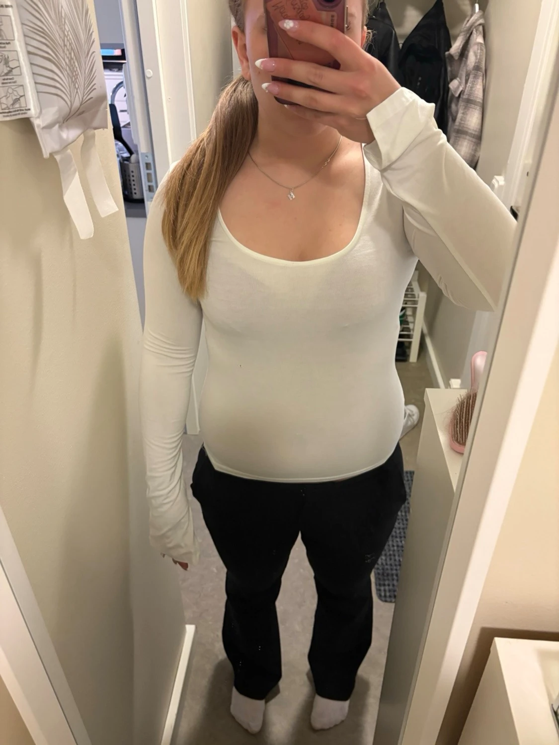 Vit långärmad topp från gina