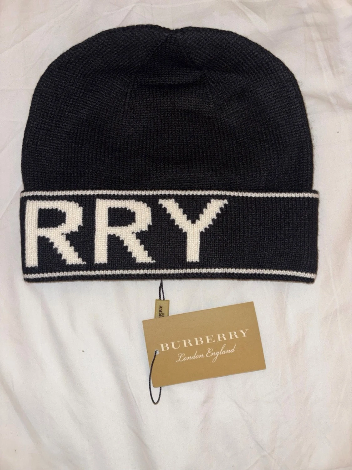 Svart Burberry mössa med logga - 1