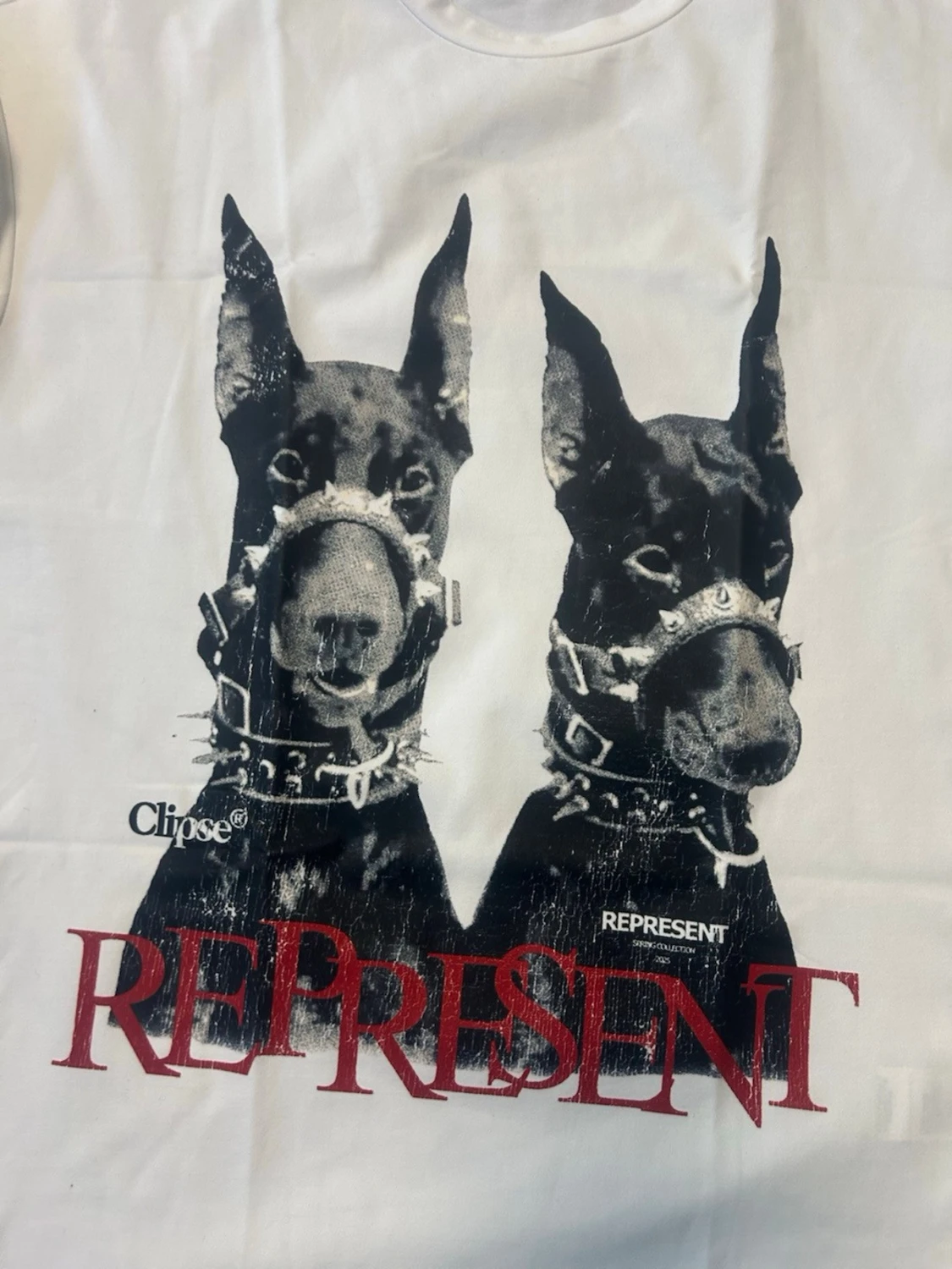 Vit Represent t-shirt med hundmotiv - 2