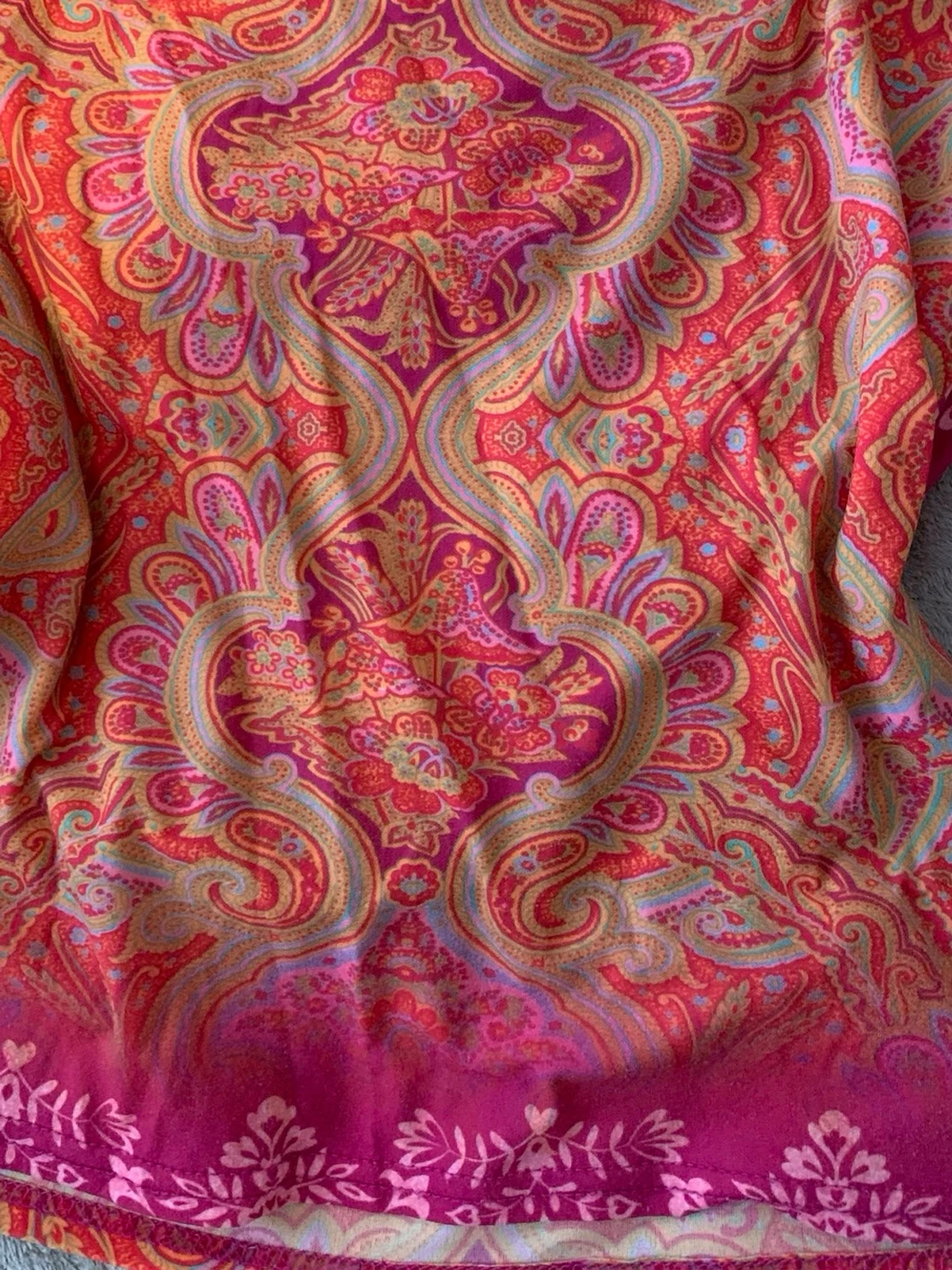 Mönstrad långärmad topp i rosa och orange - 3