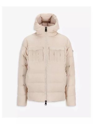 Pufferjacka från Monel - Snygg beige pufferjacka med stor huva och dragkedja framtill. Jackan är gjort av ankfjäder.