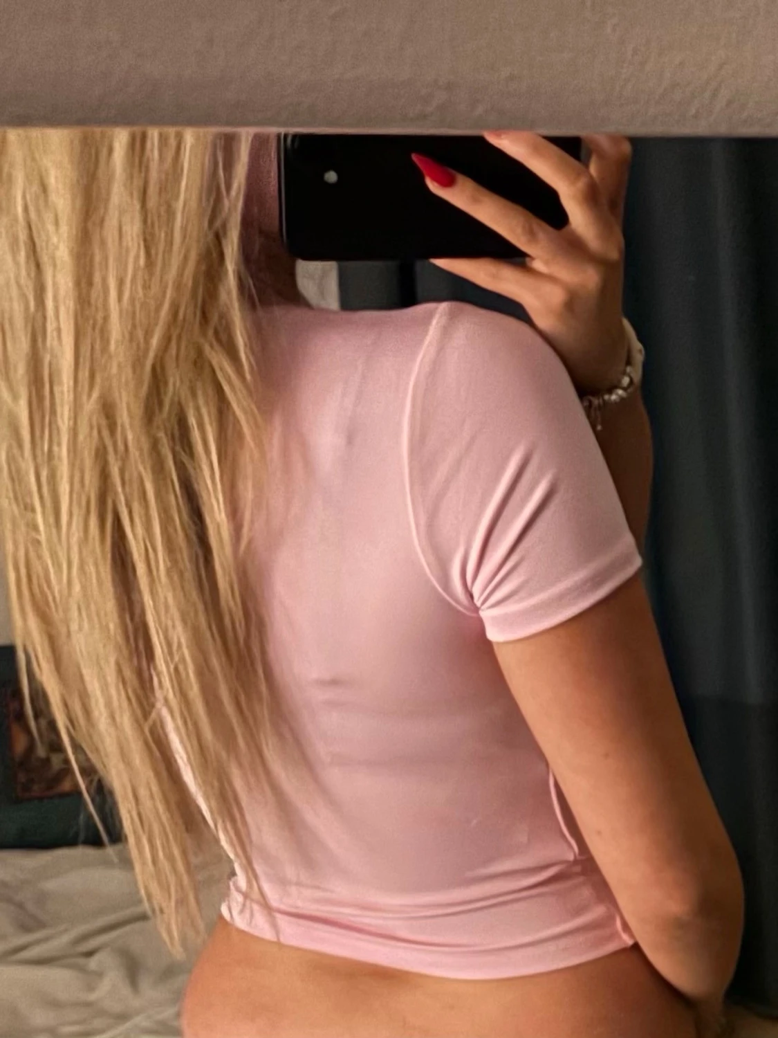 Ljusrosa croppad topp med fyrkantig ringning - 1