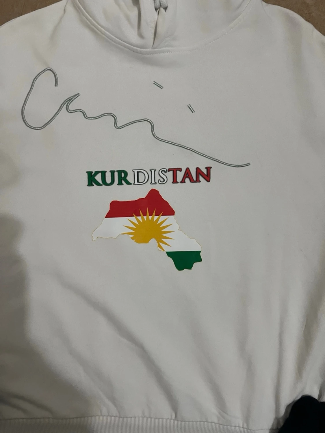 Vit hoodie med Kurdistan-tryck - 5