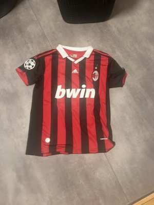 AC Milan Ronaldinho matchtröja (09/10 säsongen) - Säljer en klassisk AC Milan matchtröja från Adidas med Ronaldinho och nummer 80 på ryggen. Tröjan är röd och svart med vita detaljer, Champions League-märke på ärmen och Bwin som sponsor på bröstet. Perfekt för fotbollsfans! Prislapp kvar, priset kan diskuteras 