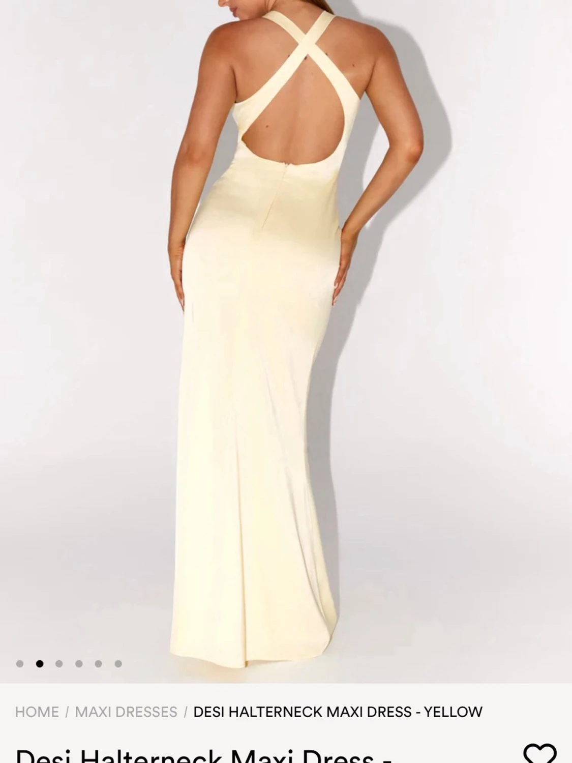 Ljusgul halterneck balklänning - 1