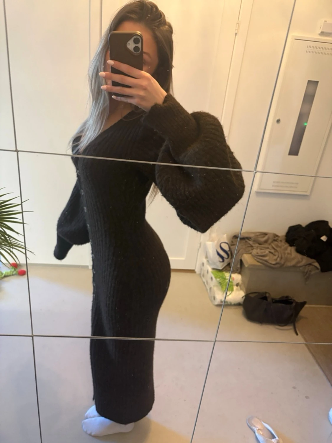 Brun stickad långklänning från adoore - 1