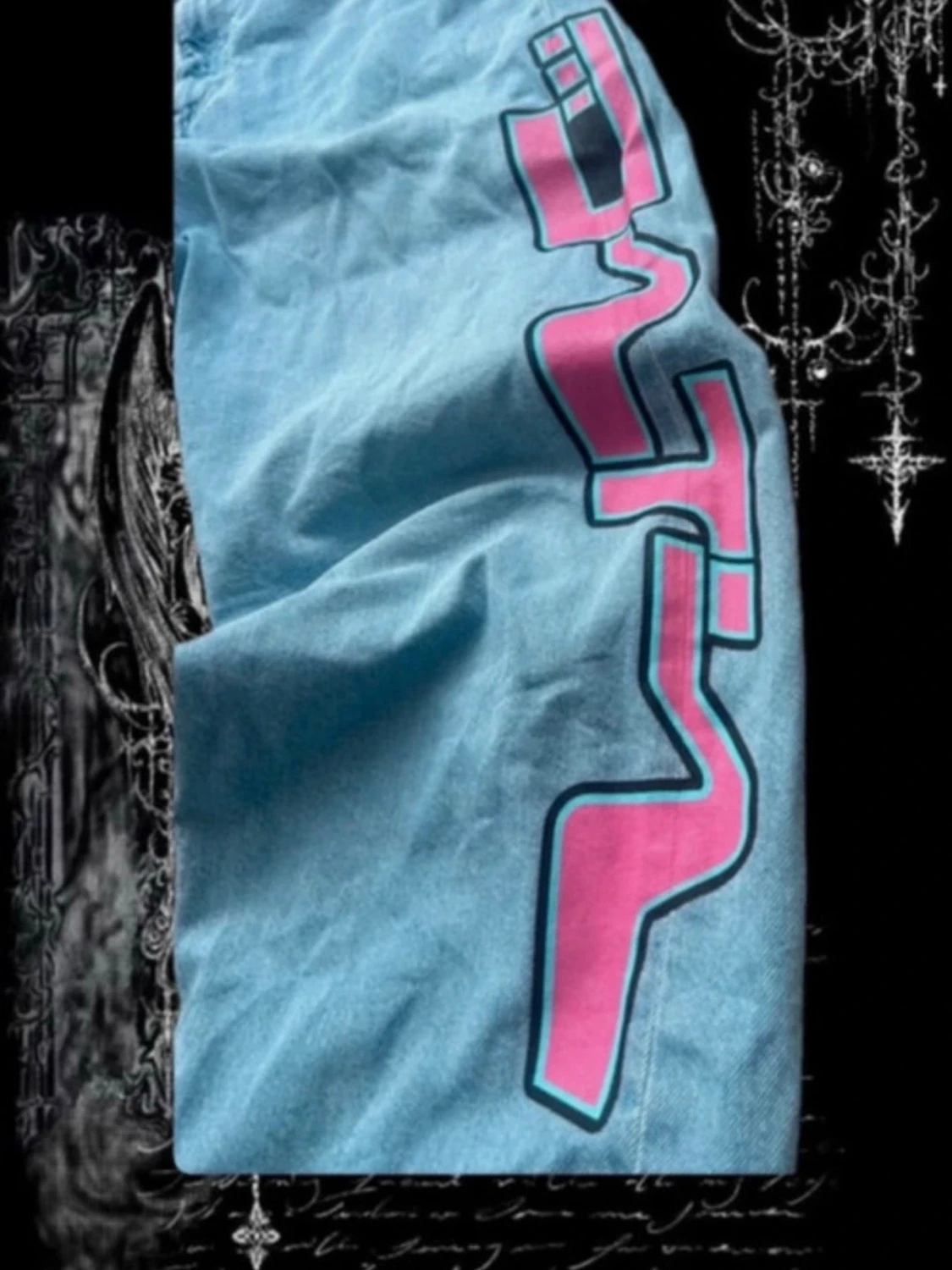 Bershka Baggy Vintage Skater Y2K Jeans Graphic Print Skate Pants Affliction Swag 90s - 2